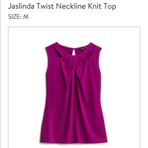 Jaslinda Twist Neckline Knit Top Magenta